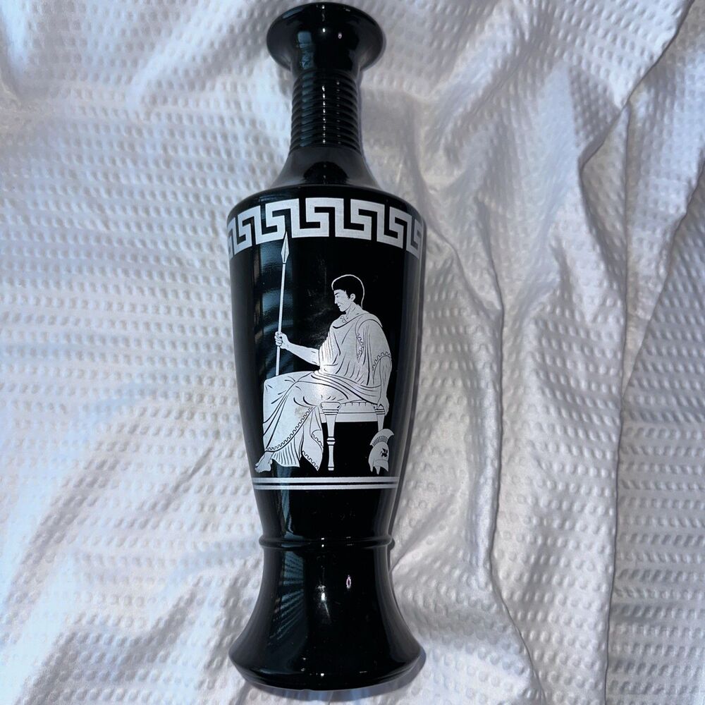 VTG 1950s Jim Beam Black & White Glass Decanter Greek / Roman Emperor 1958